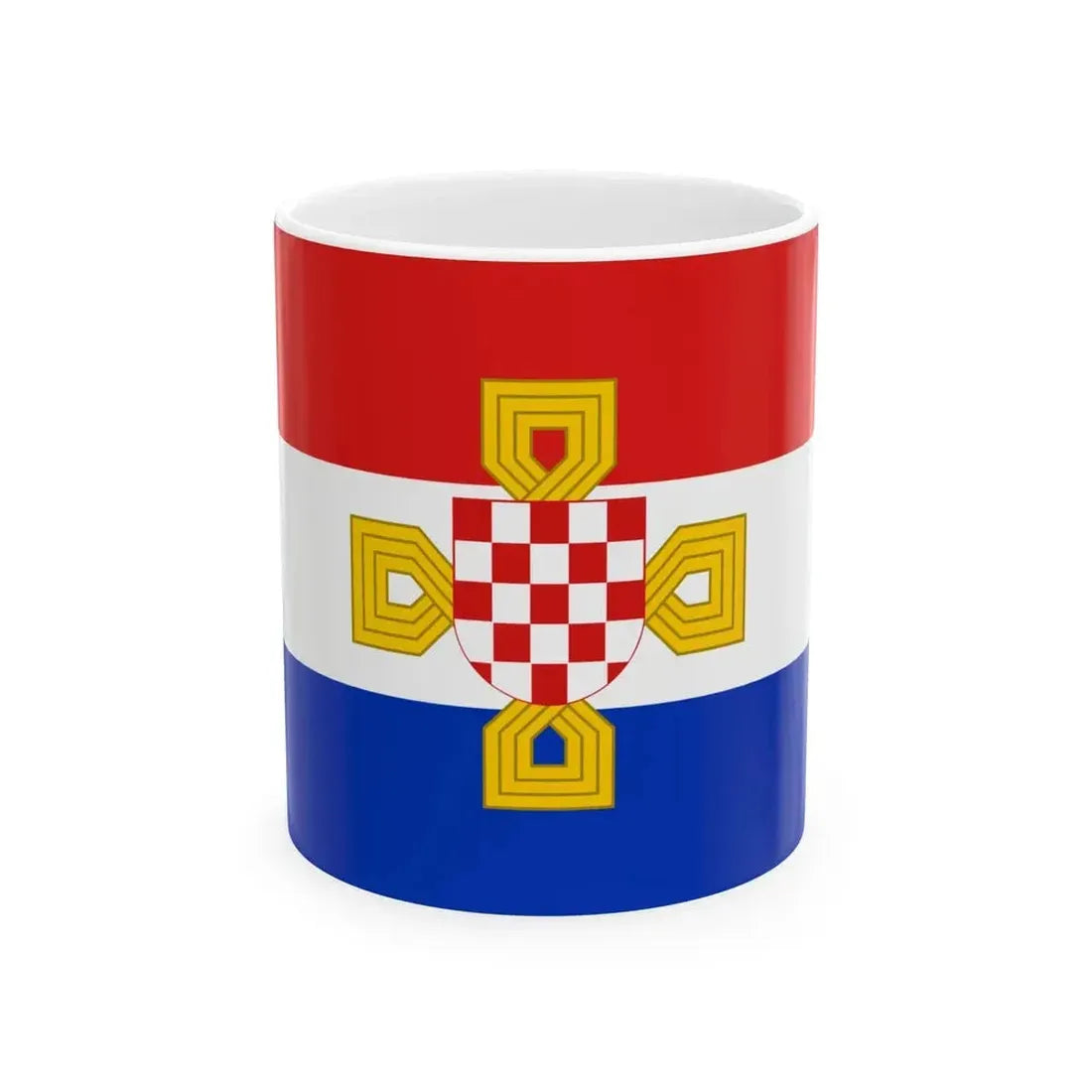 Flag of 1st Croatian Guarding Muster of the Army of the Federation (Bosnia and Herzegovina) White Coffee Mug 11oz - Go Mug Yourself