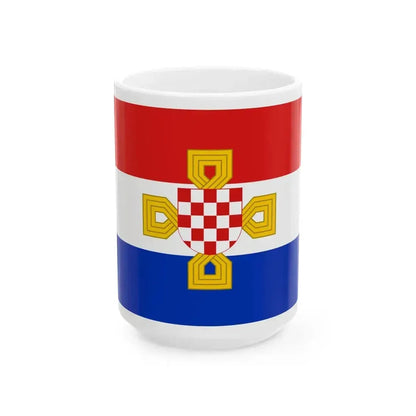 Flag of 1st Croatian Guarding Muster of the Army of the Federation (Bosnia and Herzegovina) White Coffee Mug 15oz - Go Mug Yourself