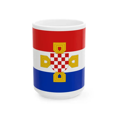 Flag of 1st Croatian Guarding Muster of the Army of the Federation (Bosnia and Herzegovina) White Coffee Mug 15oz - Go Mug Yourself