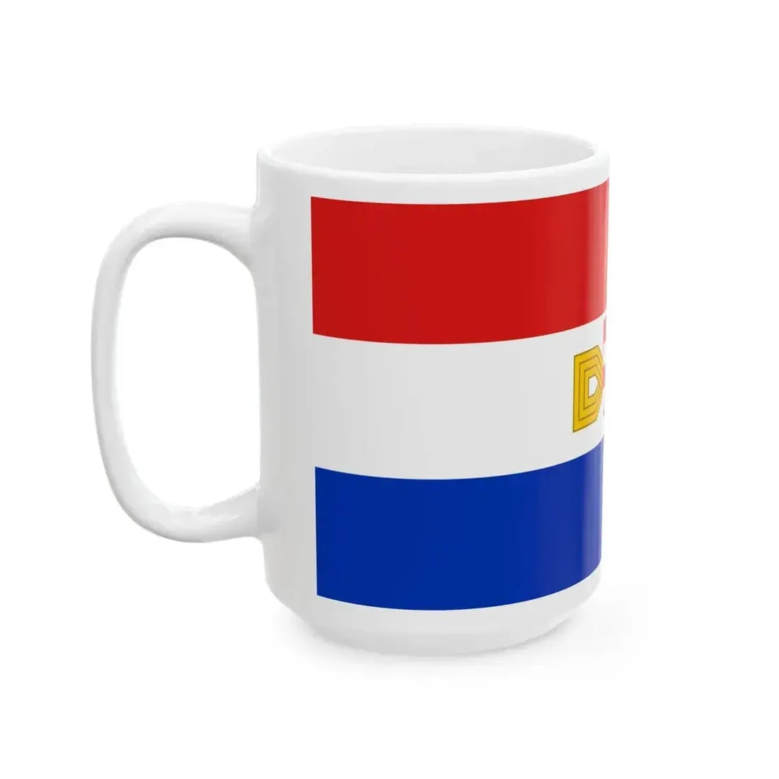 Flag of 1st Croatian Guarding Muster of the Army of the Federation (Bosnia and Herzegovina) White Coffee Mug - Go Mug Yourself
