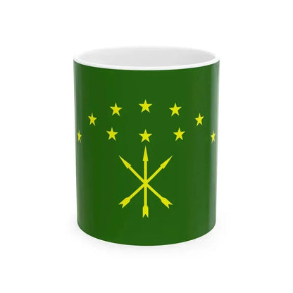 Flag of Adygea 3-2 (Russia) White Coffee Mug 11oz - Go Mug Yourself