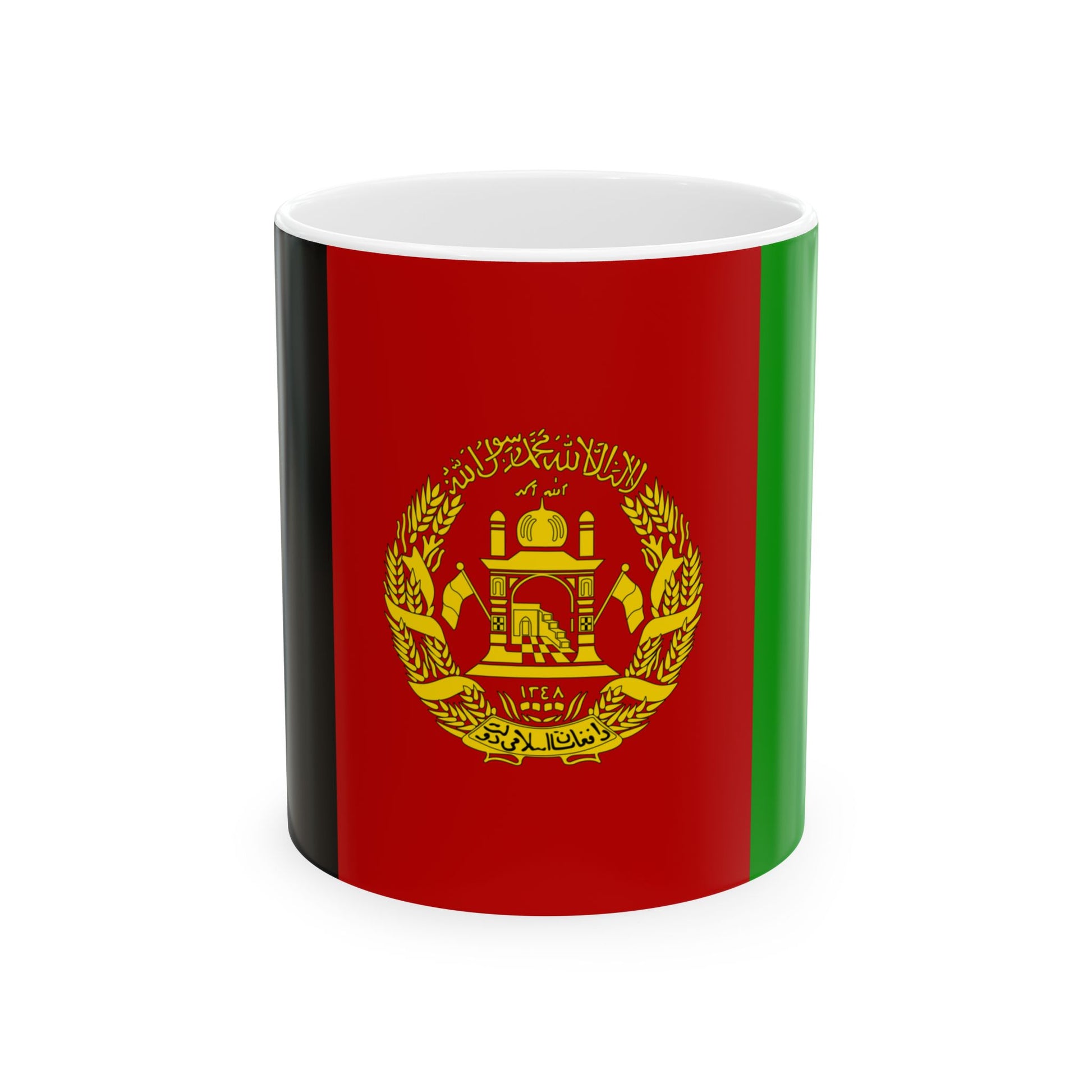 Flag of Afghanistan 2002-2004 variant with golden arms (Afghanistan) White Coffee Mug-11oz-Go Mug Yourself