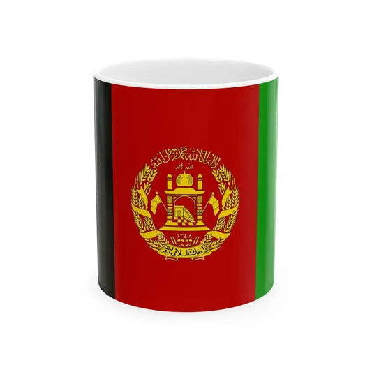 Flag of Afghanistan 2002-2004 variant with golden arms (Afghanistan) White Coffee Mug 11oz - Go Mug Yourself