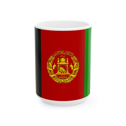 Flag of Afghanistan 2002-2004 variant with golden arms (Afghanistan) White Coffee Mug-15oz-Go Mug Yourself