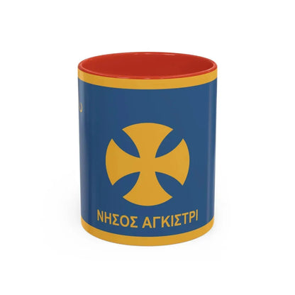 Flag of Agistri Island Greece - Accent Coffee Mug 11oz Red - Go Mug Yourself