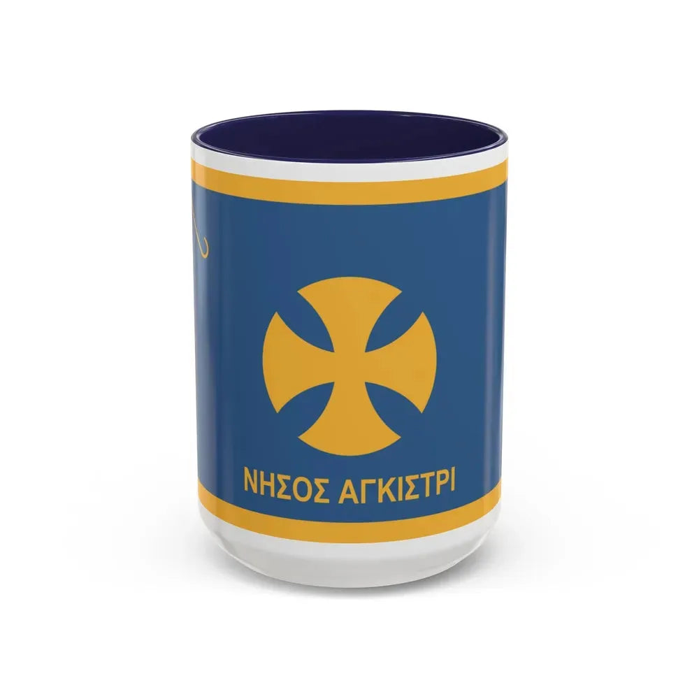 Flag of Agistri Island Greece - Accent Coffee Mug 15oz Navy - Go Mug Yourself