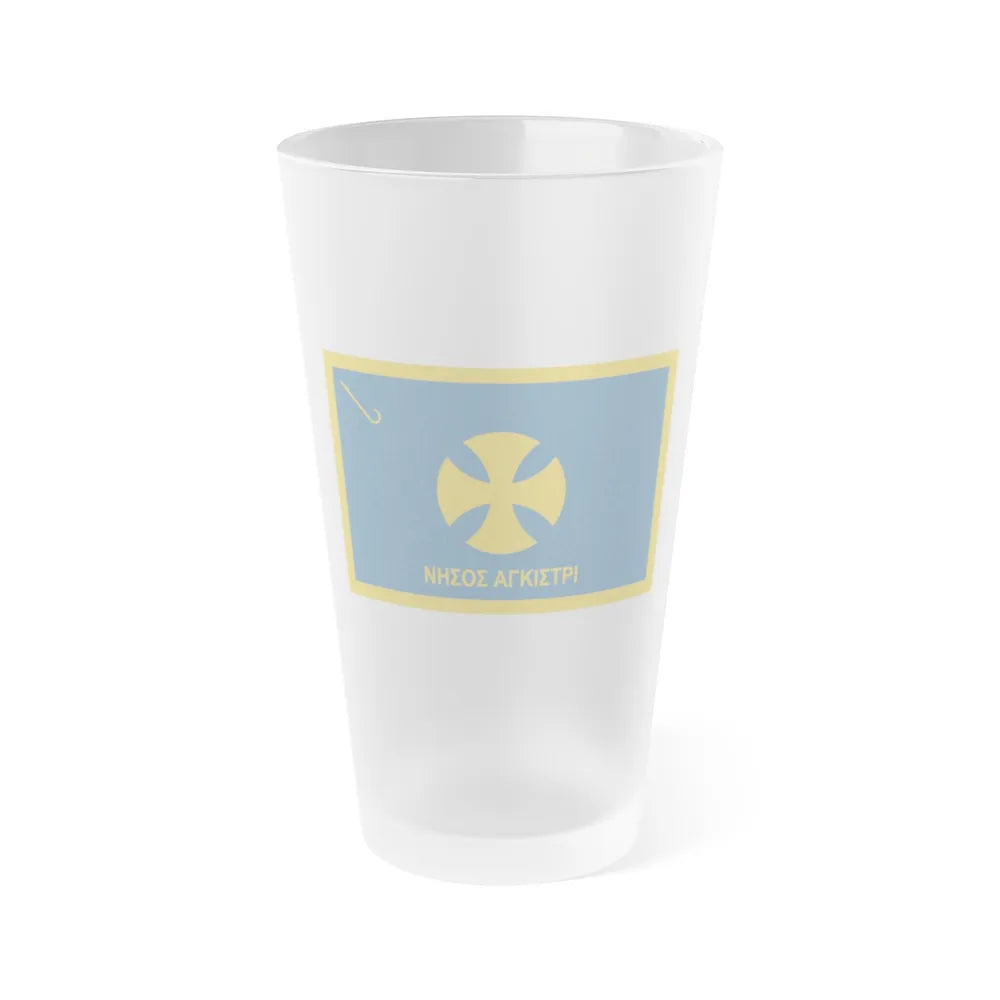 Flag of Agistri Island Greece - Frosted Pint Glass 16oz-16oz-Frosted-Go Mug Yourself