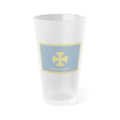 Flag of Agistri Island Greece - Frosted Pint Glass 16oz-16oz-Frosted-Go Mug Yourself