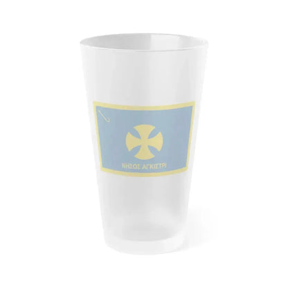 Flag of Agistri Island Greece - Frosted Pint Glass 16oz 16oz Frosted - Go Mug Yourself