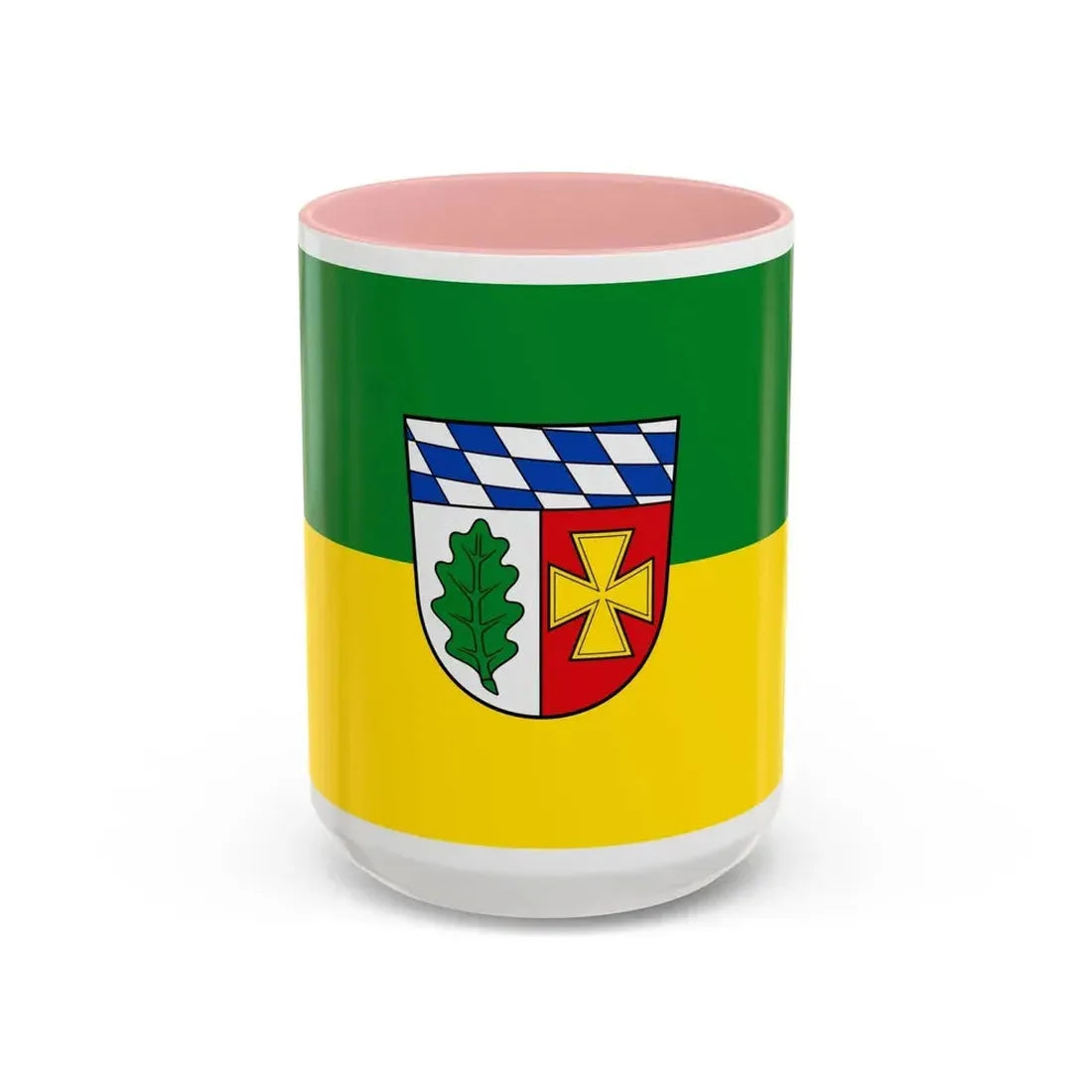 Flag of Aichach Friedberg Germany - Accent Coffee Mug 15oz Pink - Go Mug Yourself