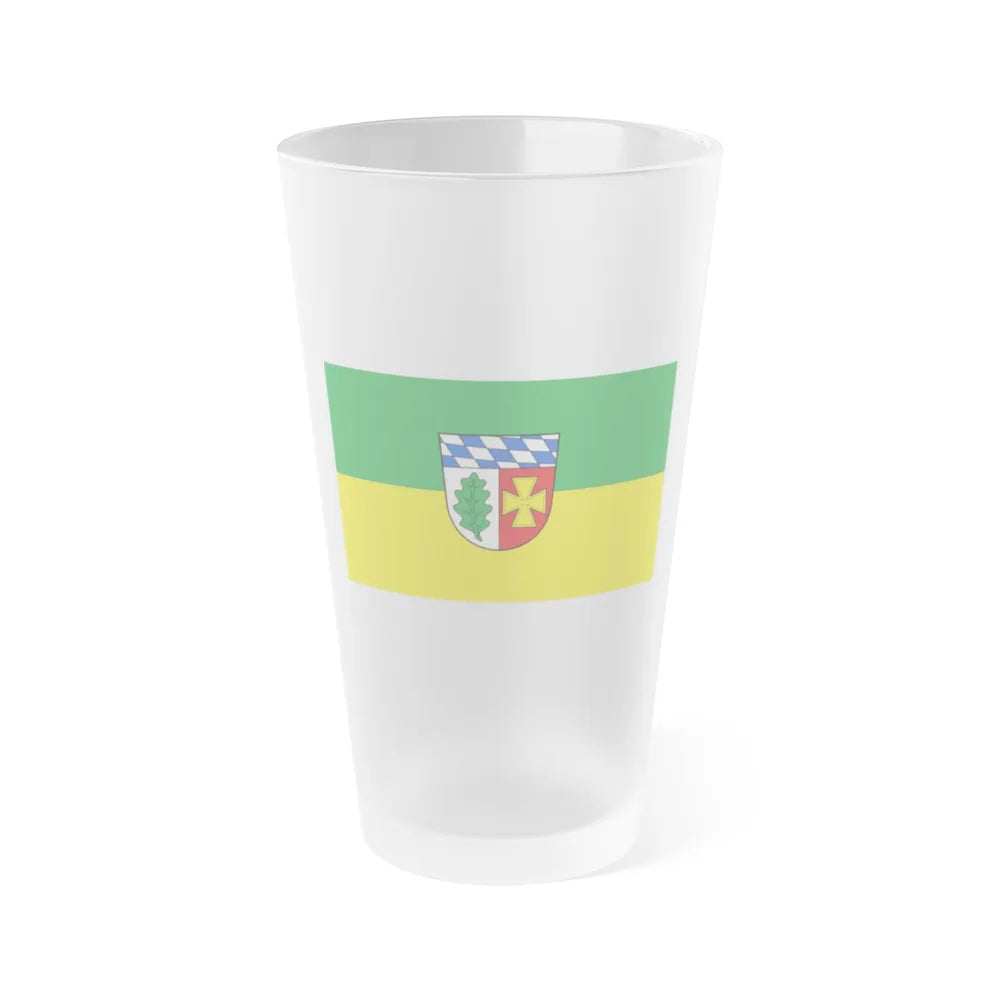 Flag of Aichach Friedberg Germany - Frosted Pint Glass 16oz-16oz-Frosted-Go Mug Yourself