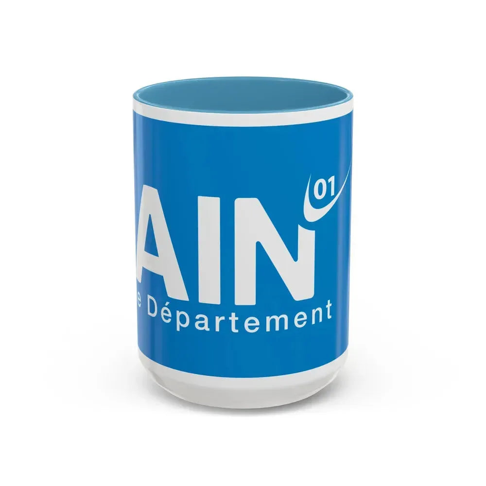 Flag of Ain France - Accent Coffee Mug 15oz Light Blue - Go Mug Yourself