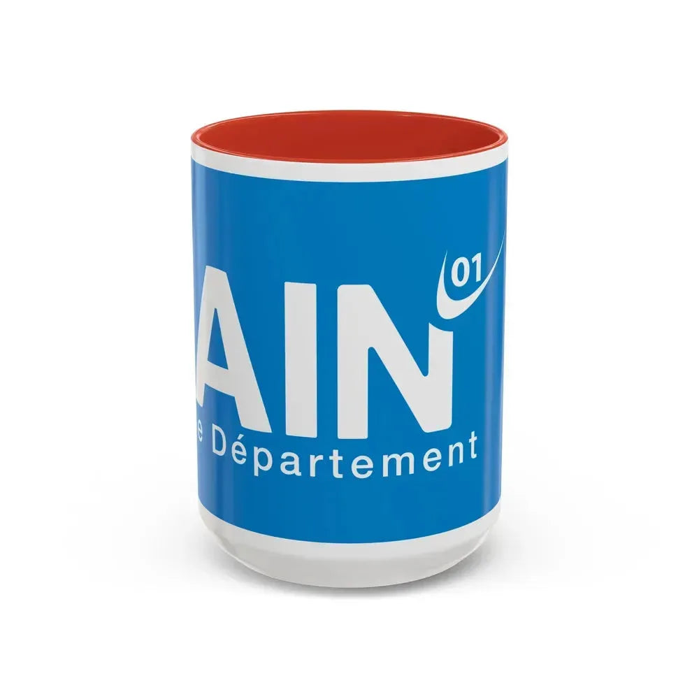 Flag of Ain France - Accent Coffee Mug 15oz Red - Go Mug Yourself