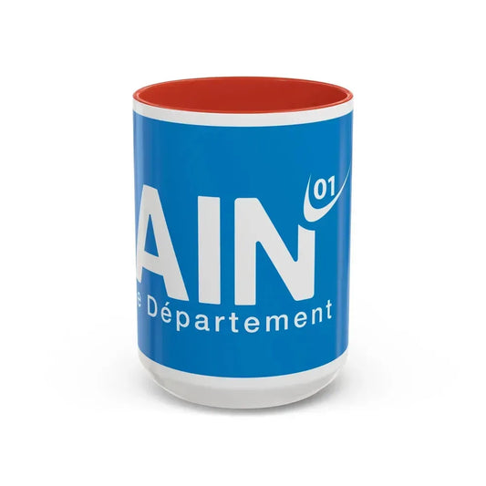 Flag of Ain France - Accent Coffee Mug 15oz Red - Go Mug Yourself