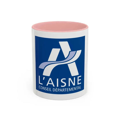 Flag of Aisne France - Accent Coffee Mug 11oz Pink - Go Mug Yourself