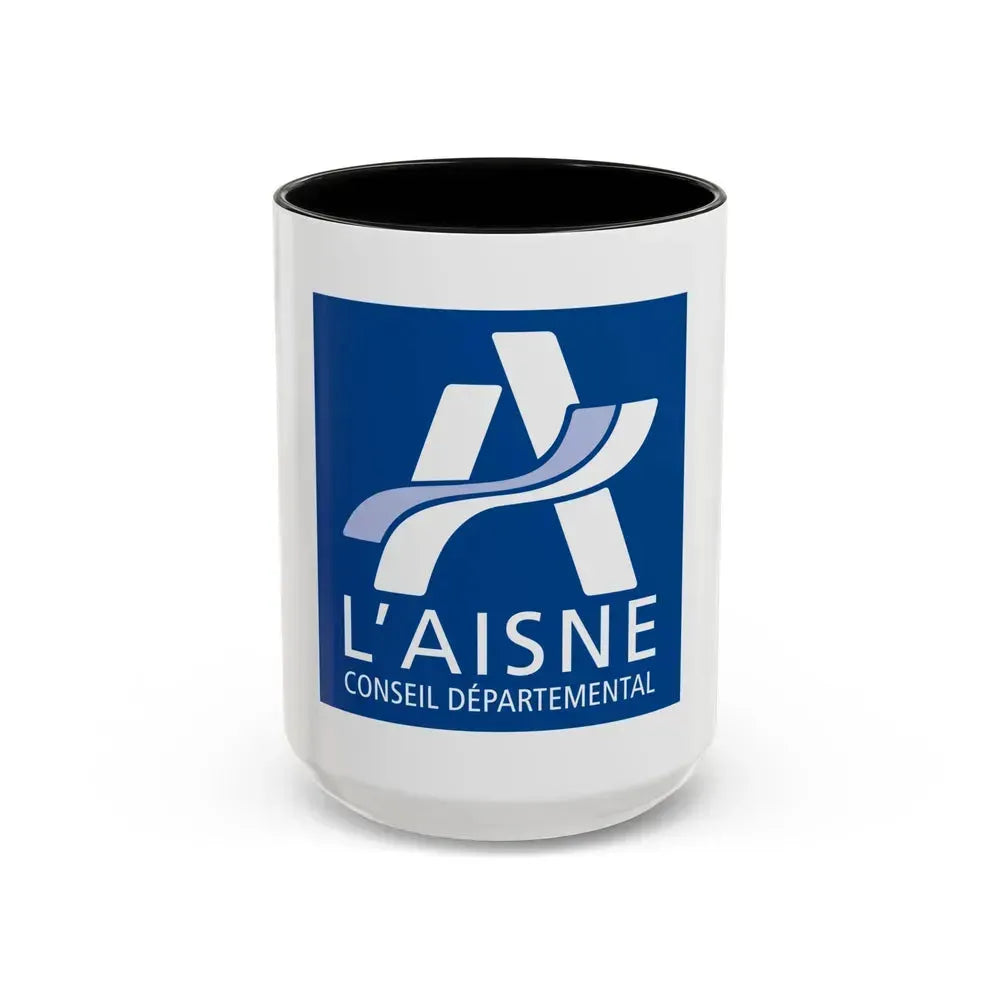 Flag of Aisne France - Accent Coffee Mug 15oz Black - Go Mug Yourself