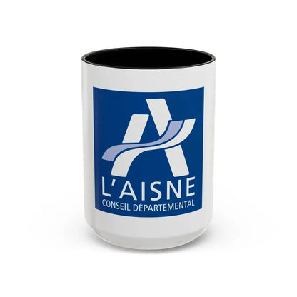 Flag of Aisne France - Accent Coffee Mug 15oz Black - Go Mug Yourself