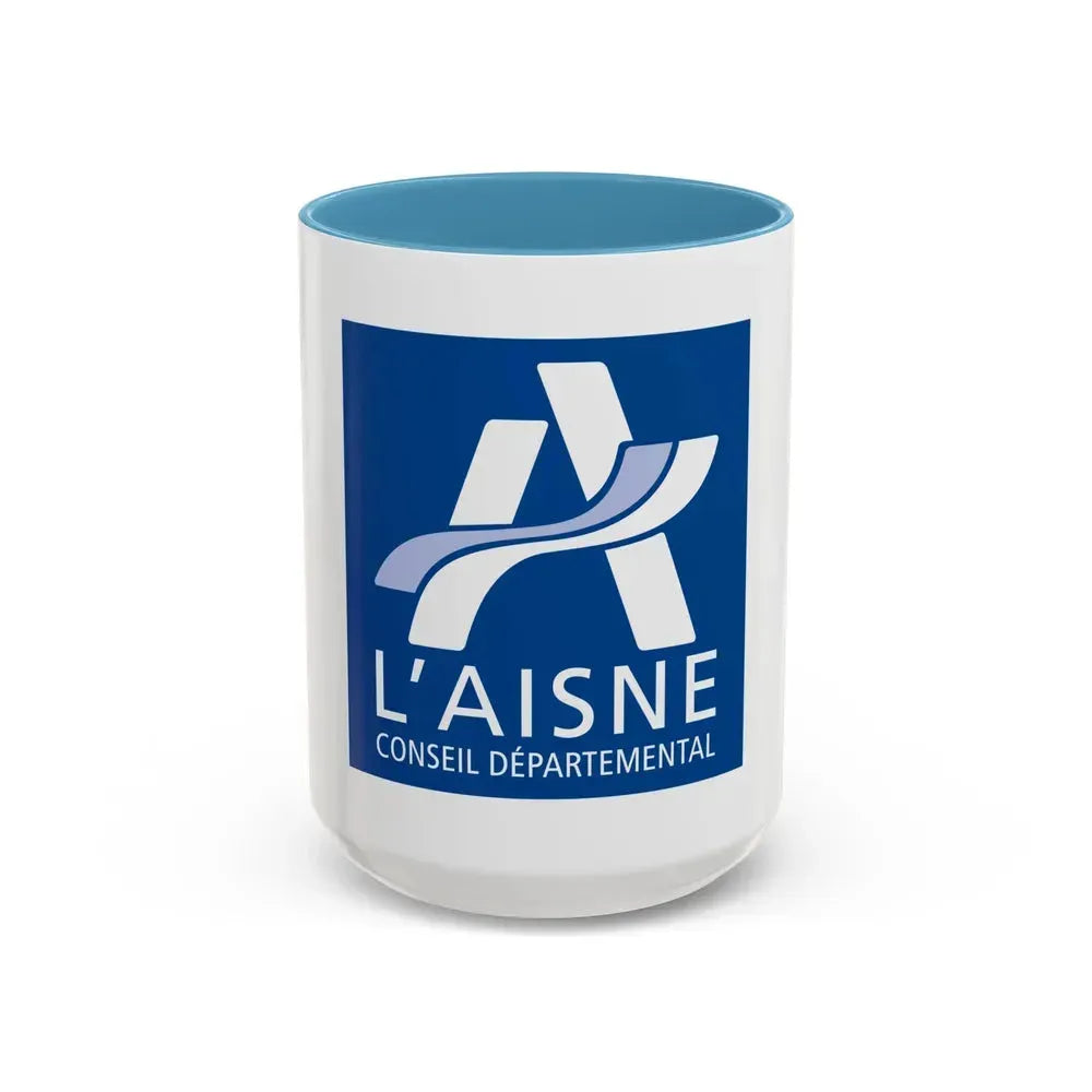 Flag of Aisne France - Accent Coffee Mug 15oz Light Blue - Go Mug Yourself