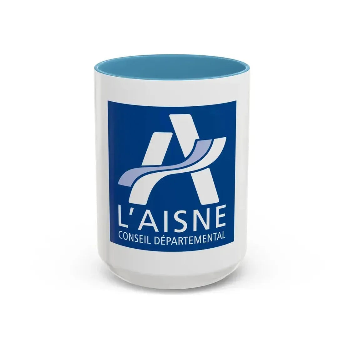 Flag of Aisne France - Accent Coffee Mug 15oz Light Blue - Go Mug Yourself