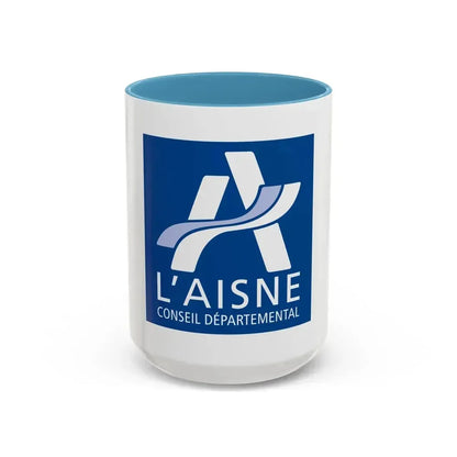 Flag of Aisne France - Accent Coffee Mug 15oz Light Blue - Go Mug Yourself