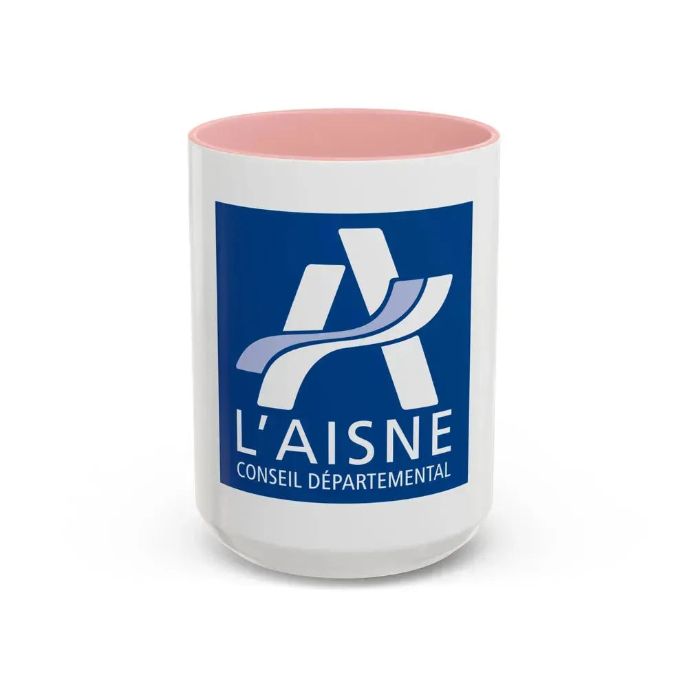Flag of Aisne France - Accent Coffee Mug 15oz Pink - Go Mug Yourself