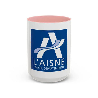 Flag of Aisne France - Accent Coffee Mug 15oz Pink - Go Mug Yourself