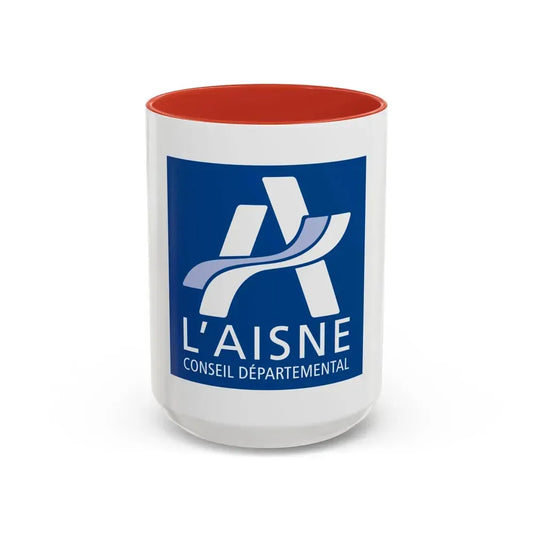 Flag of Aisne France - Accent Coffee Mug 15oz Red - Go Mug Yourself