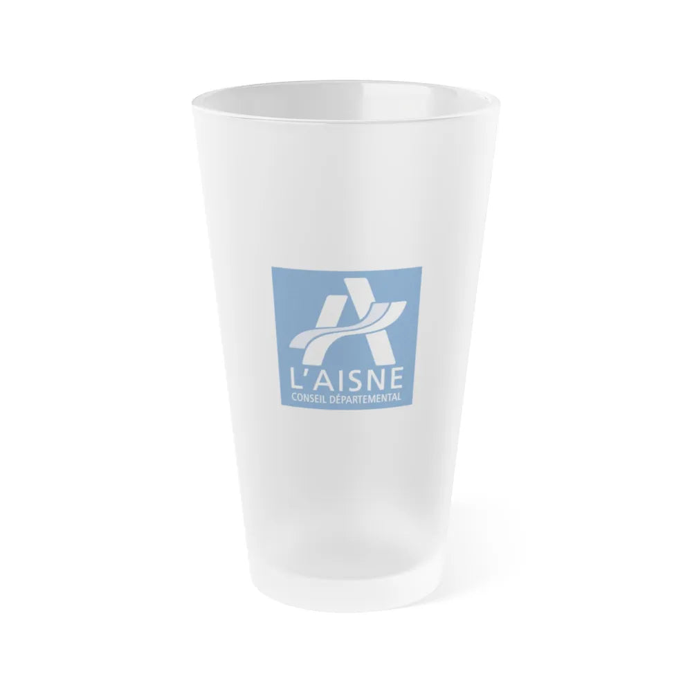 Flag of Aisne France - Frosted Pint Glass 16oz-16oz-Frosted-Go Mug Yourself