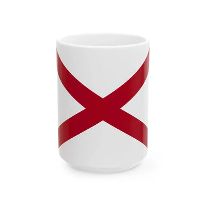 Flag of Alabama 3-2 (United States) White Coffee Mug 15oz - Go Mug Yourself