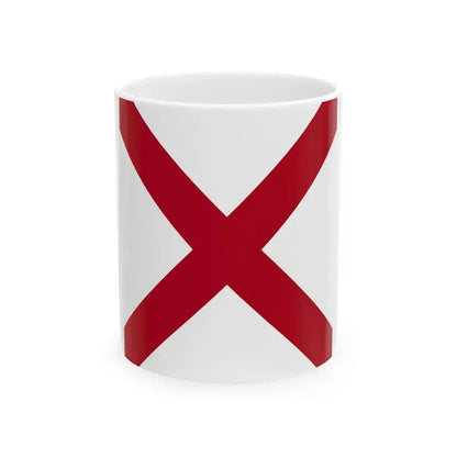 Flag of Alabama square (United States) White Coffee Mug 11oz - Go Mug Yourself