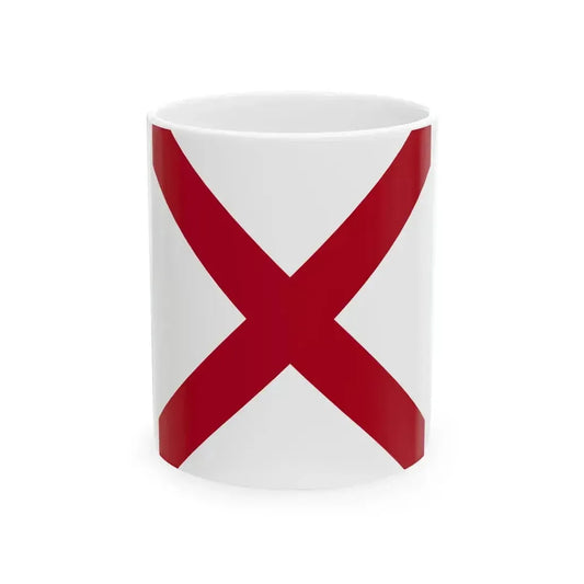 Flag of Alabama square (United States) White Coffee Mug 11oz - Go Mug Yourself