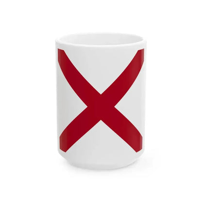Flag of Alabama square (United States) White Coffee Mug 15oz - Go Mug Yourself