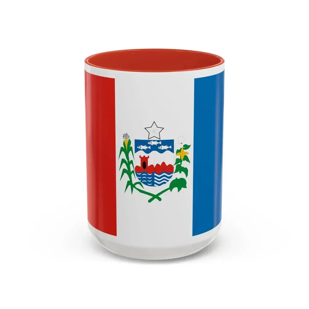 Flag of Alagoas Brazil - Accent Coffee Mug 15oz Red - Go Mug Yourself