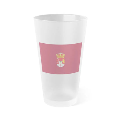 Flag of Albacete Spain - Frosted Pint Glass 16oz-16oz-Frosted-Go Mug Yourself