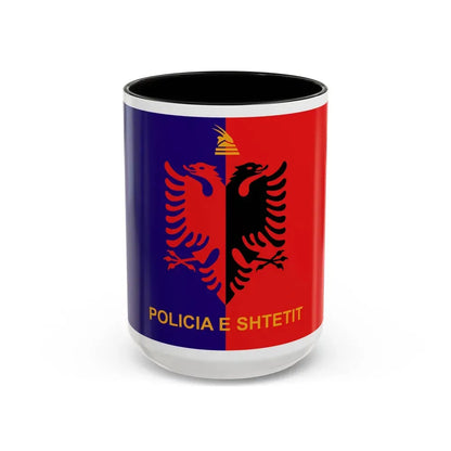Flag of Albanian State Police - Accent Coffee Mug 15oz Black - Go Mug Yourself