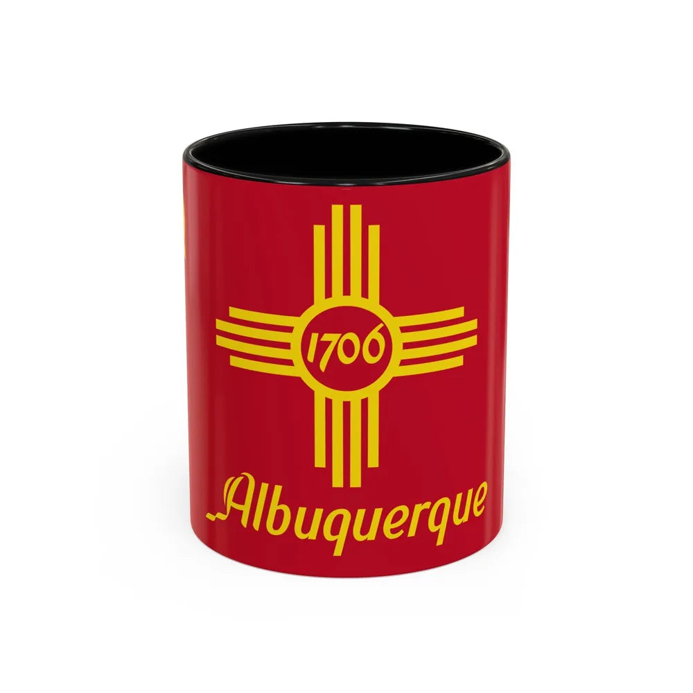 Flag of Albuquerque, New Mexico - Accent Coffee Mug 11oz-Black-11oz-Go Mug Yourself