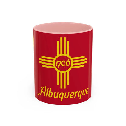 Flag of Albuquerque, New Mexico - Accent Coffee Mug 11oz-Pink-11oz-Go Mug Yourself