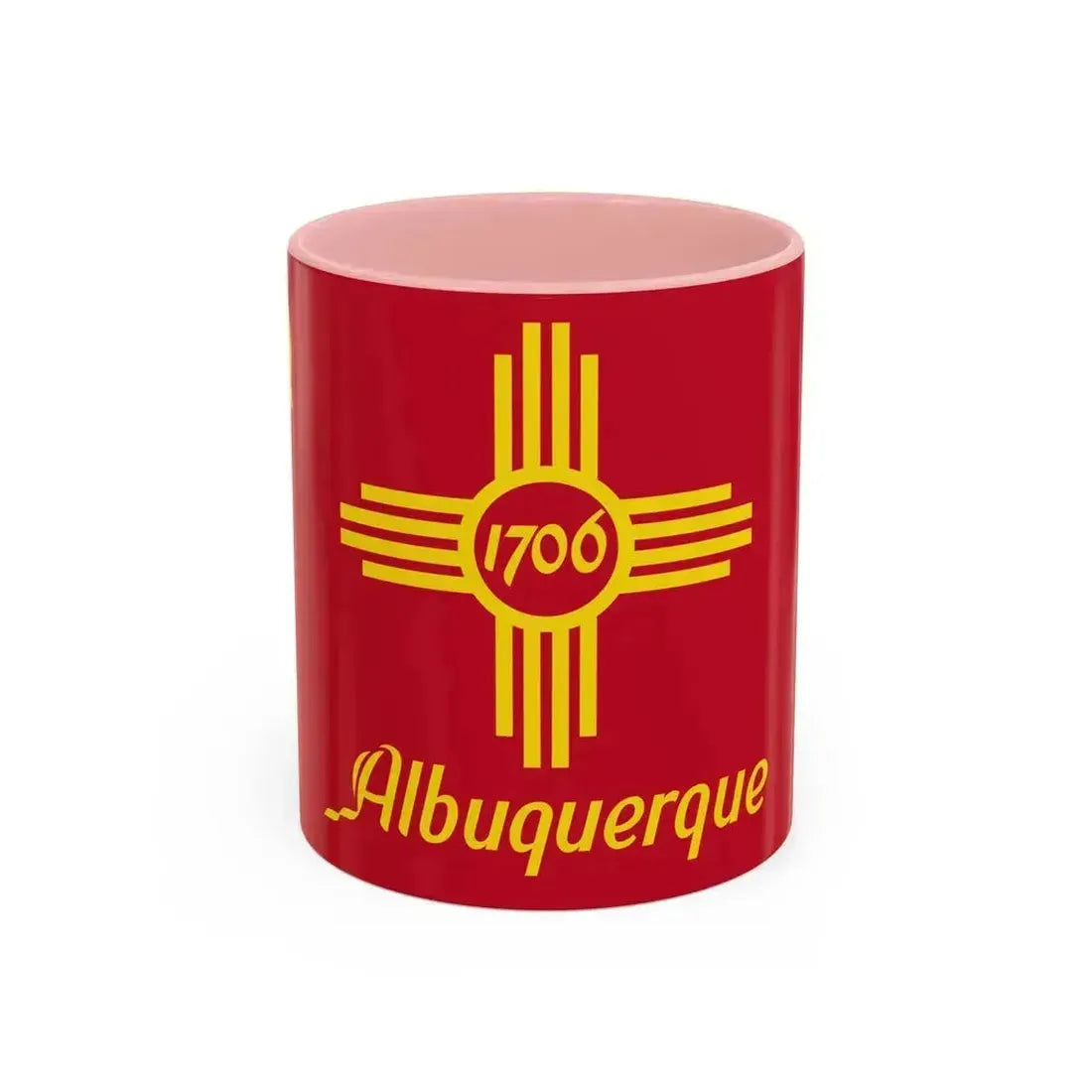 Flag of Albuquerque, New Mexico - Accent Coffee Mug 11oz Pink 11oz - Go Mug Yourself