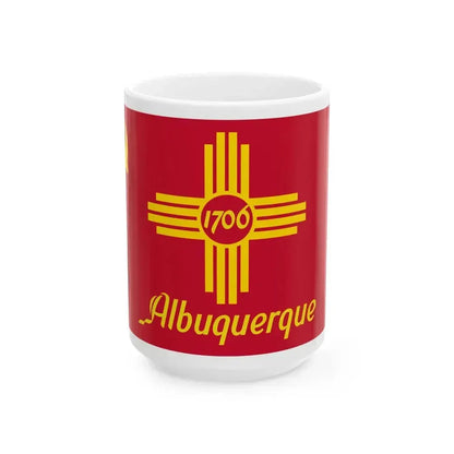 Flag of Albuquerque New Mexico (Mexico) White Coffee Mug 15oz - Go Mug Yourself