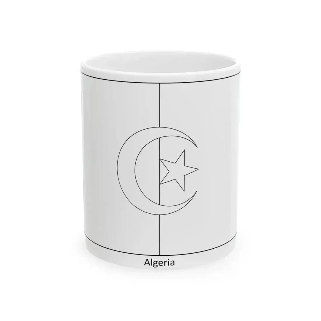Flag of Algeria colouring page (Algeria) White Coffee Mug 11oz - Go Mug Yourself