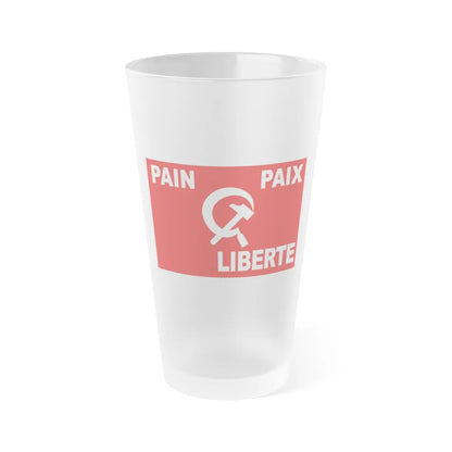 Flag of Algerian Communist Party - Frosted Pint Glass 16oz-16oz-Frosted-Go Mug Yourself