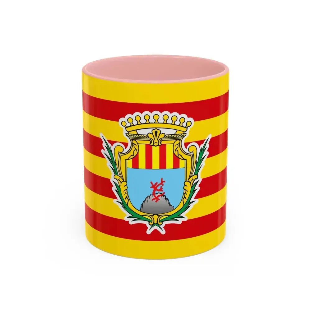 Flag of Alghero Italy - Accent Coffee Mug 11oz Pink - Go Mug Yourself