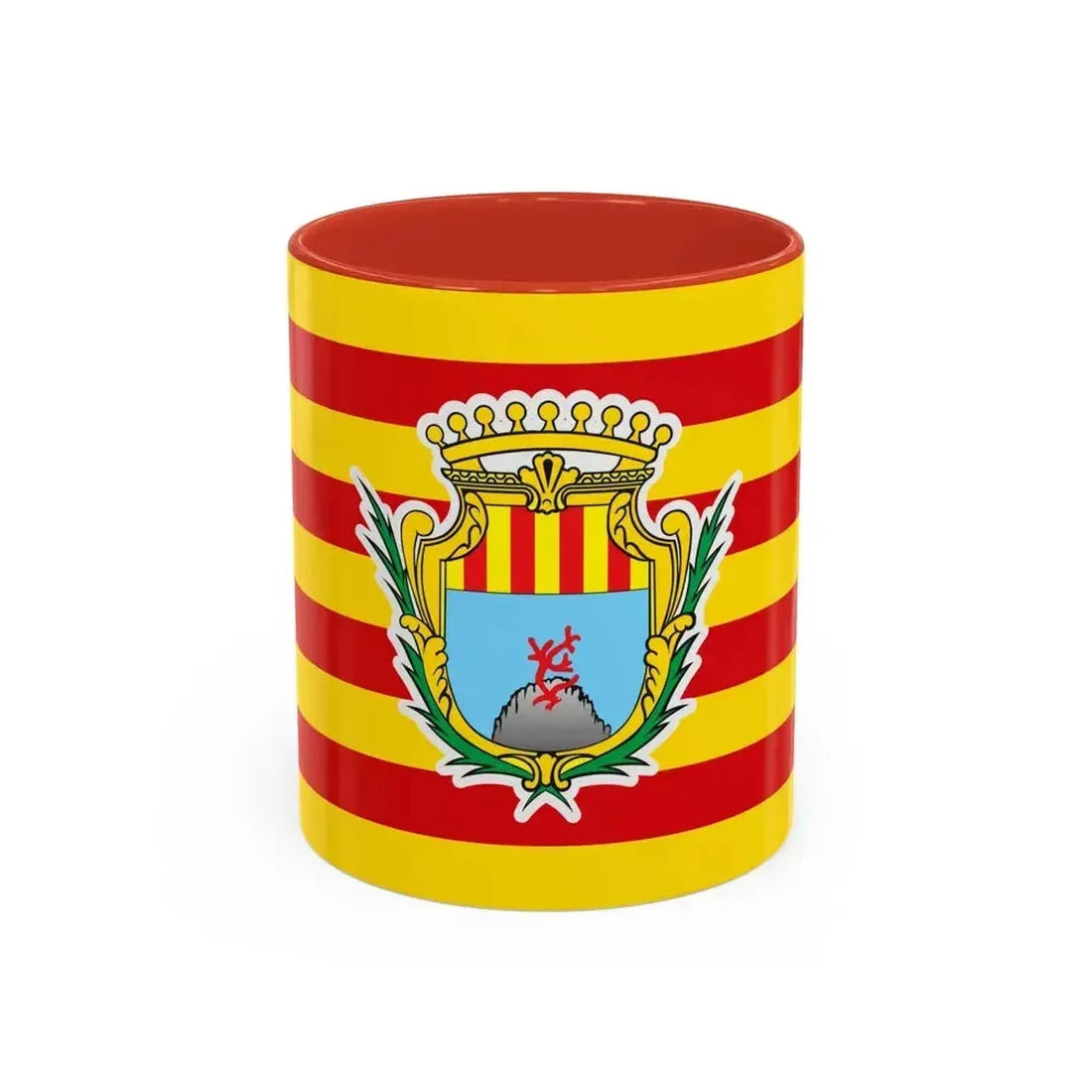 Flag of Alghero Italy - Accent Coffee Mug 11oz Red - Go Mug Yourself