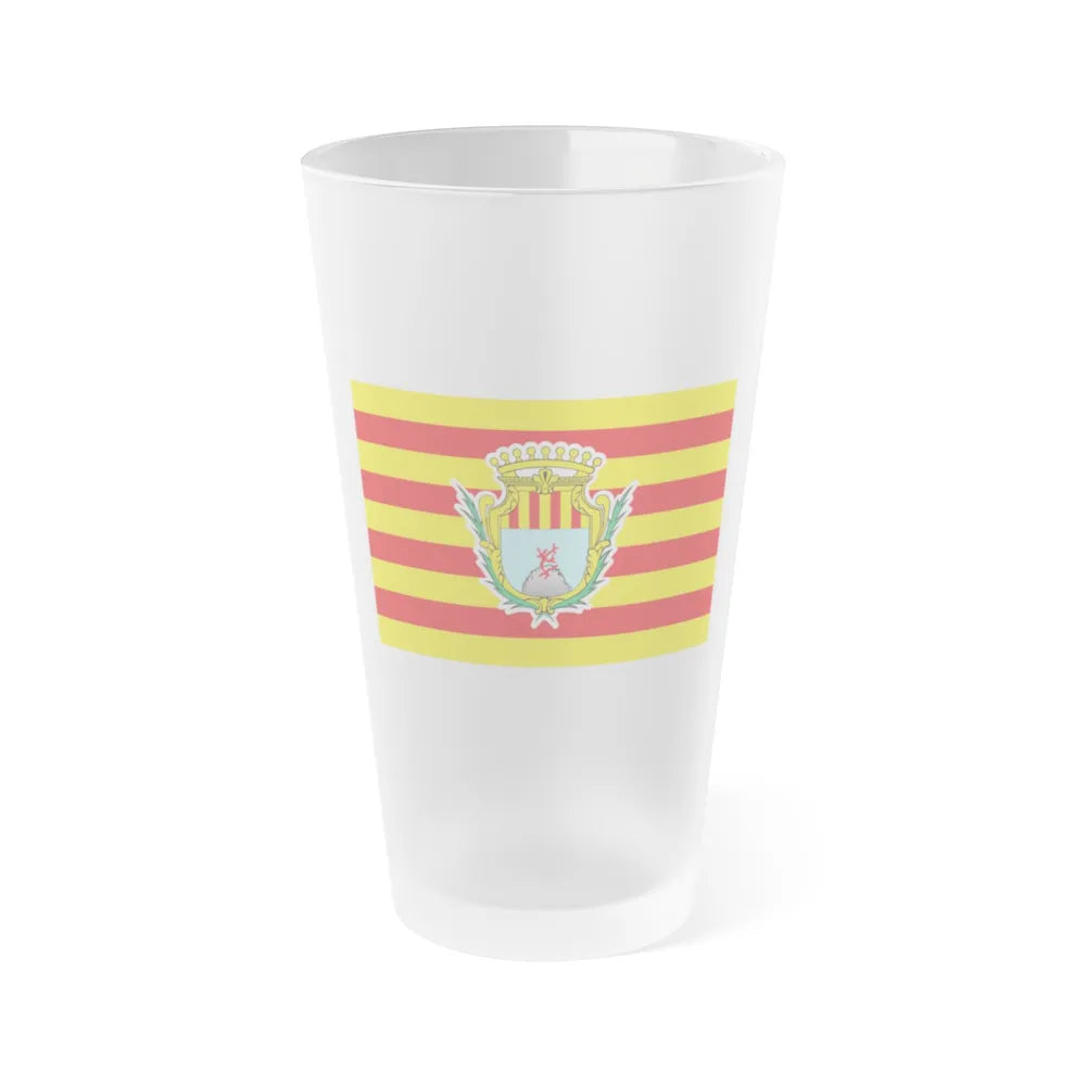 Flag of Alghero Italy - Frosted Pint Glass 16oz-16oz-Frosted-Go Mug Yourself