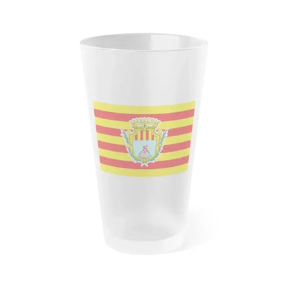 Flag of Alghero Italy - Frosted Pint Glass 16oz 16oz Frosted - Go Mug Yourself