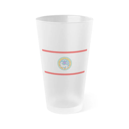 Flag of Almaty Kazakhstan - Frosted Pint Glass 16oz-16oz-Frosted-Go Mug Yourself