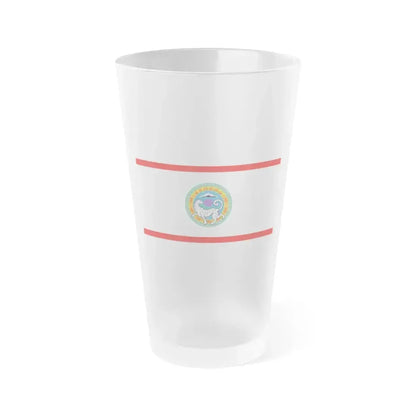 Flag of Almaty Kazakhstan - Frosted Pint Glass 16oz 16oz Frosted - Go Mug Yourself