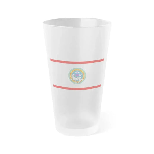 Flag of Almaty Kazakhstan - Frosted Pint Glass 16oz 16oz Frosted - Go Mug Yourself