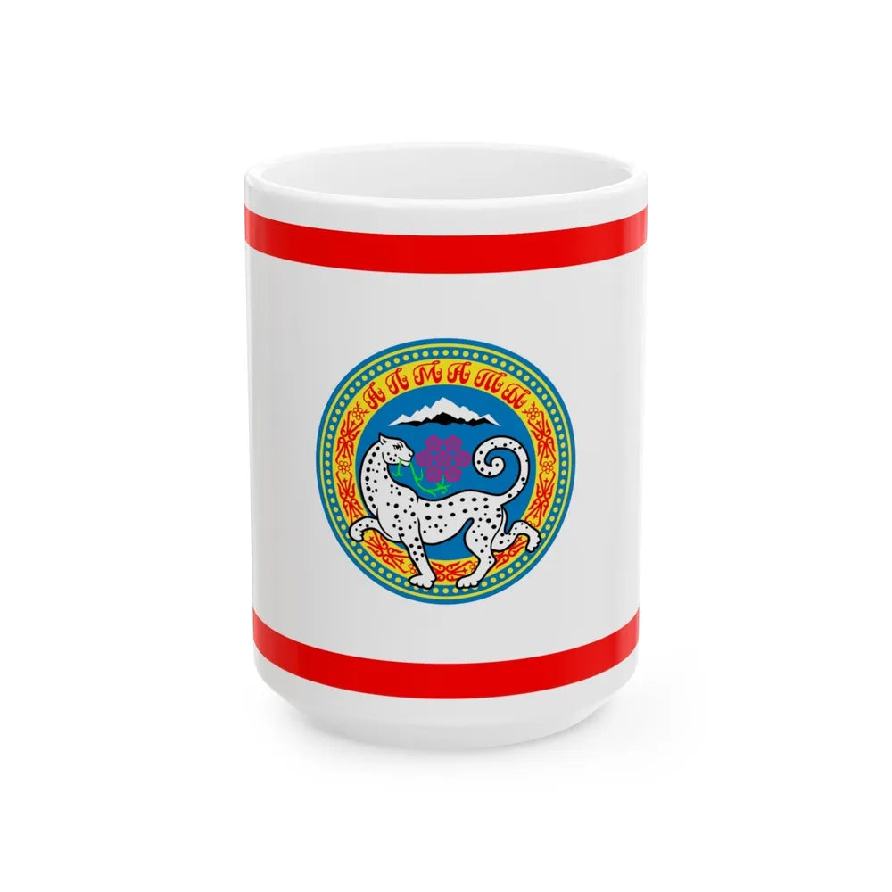 Flag of Almaty Kazakhstan - White Coffee Mug-15oz-Go Mug Yourself