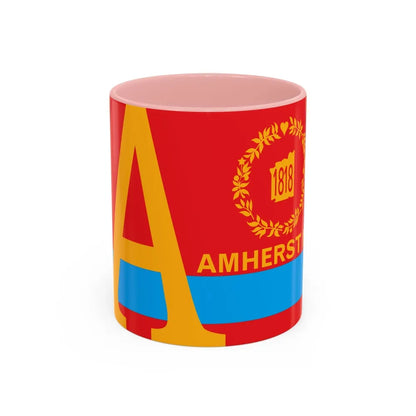 Flag of Amherst, New York - Accent Coffee Mug 11oz-Pink-11oz-Go Mug Yourself